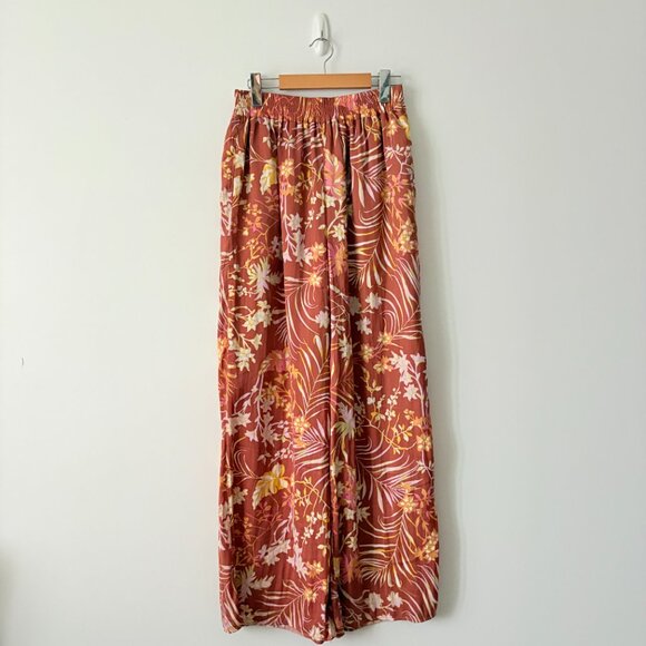 Dynamite SET Heidi Flowy Wide Leg Pants Maeve Tie Front Top Satin Floral Small - Picture 4 of 9